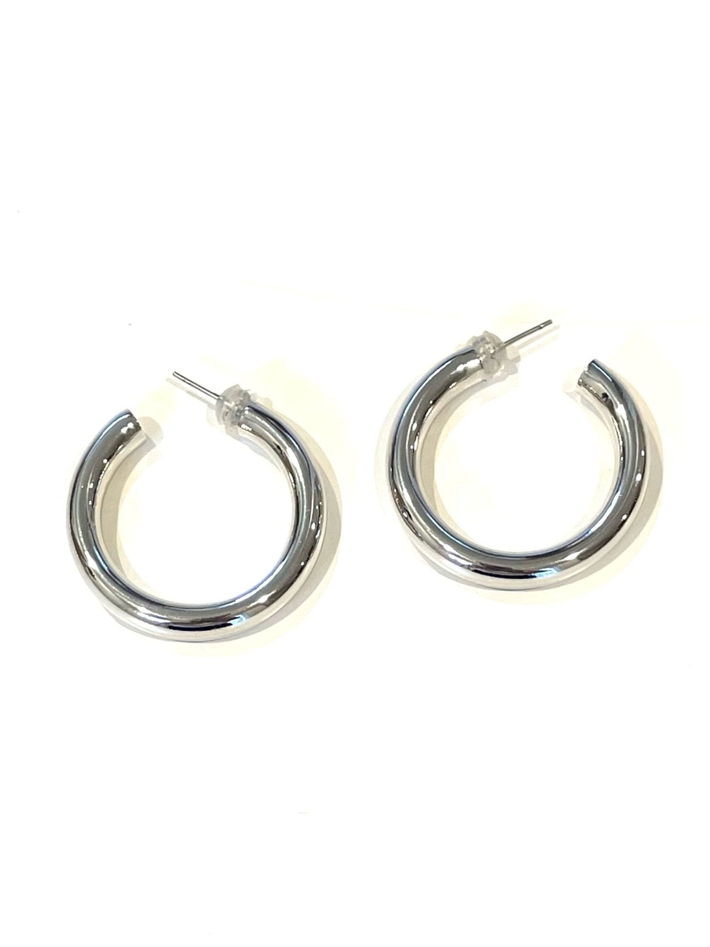 Jennifer Miller — White Gold Plated Medium Hoop Pierced Earrings